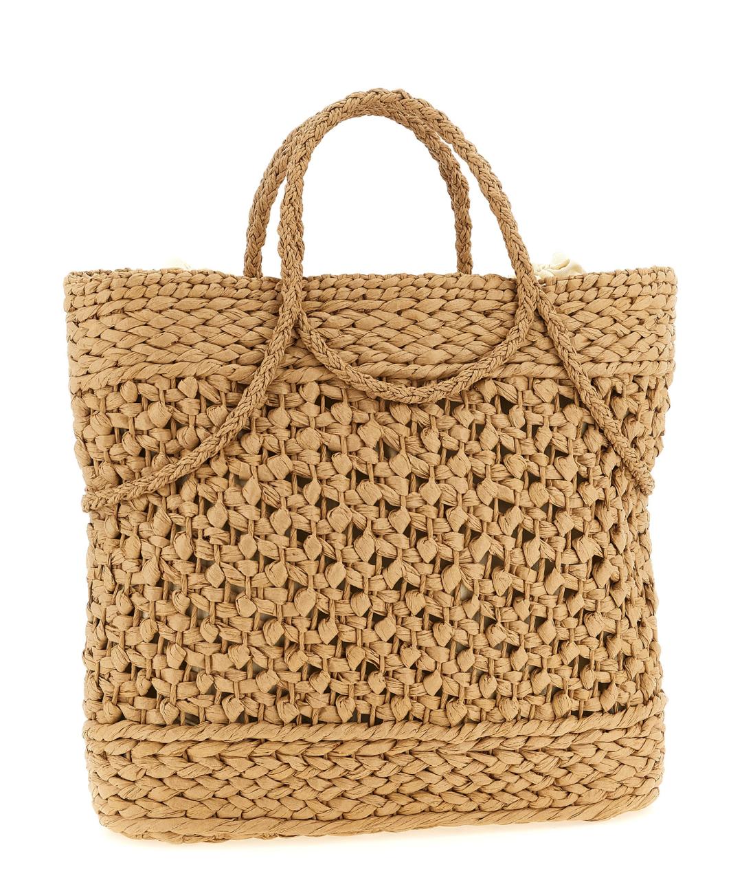 TWIN-SET Бежевая пелетеная сумка тоут, фото 2