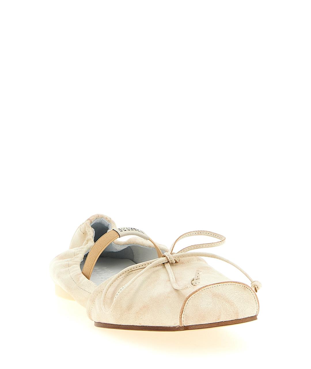 MM6 MAISON MARGIELA Бежевые кожаные балетки, фото 2