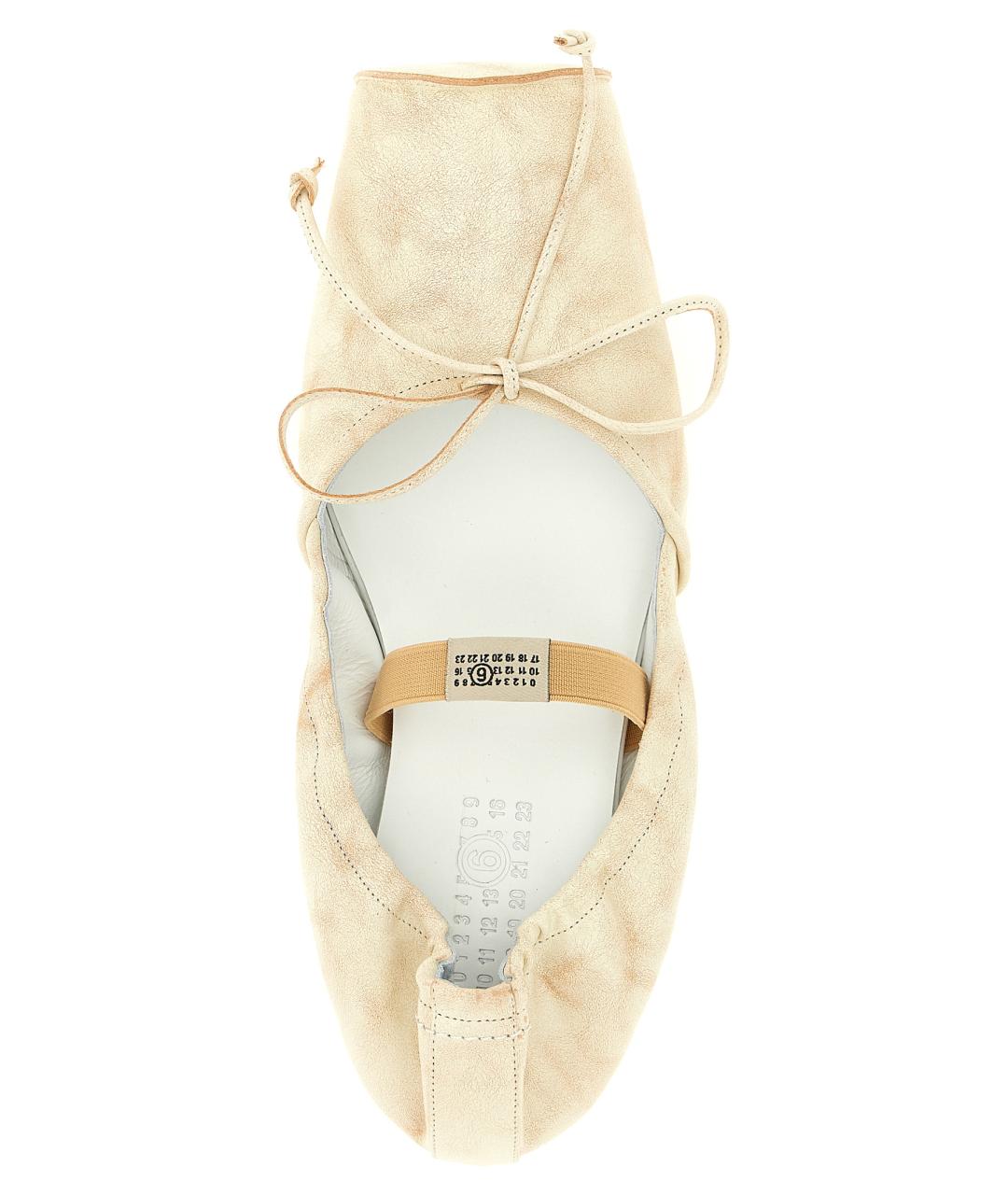 MM6 MAISON MARGIELA Бежевые кожаные балетки, фото 4