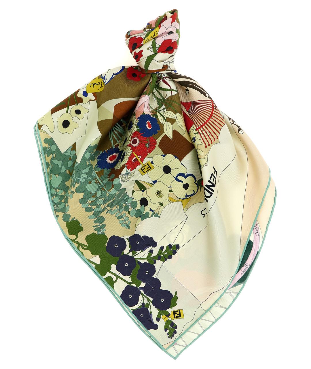 FENDI Мульти шелковый шарф, фото 1