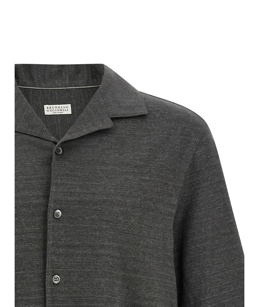BRUNELLO CUCINELLI Серая льняная кэжуал рубашка, фото 3