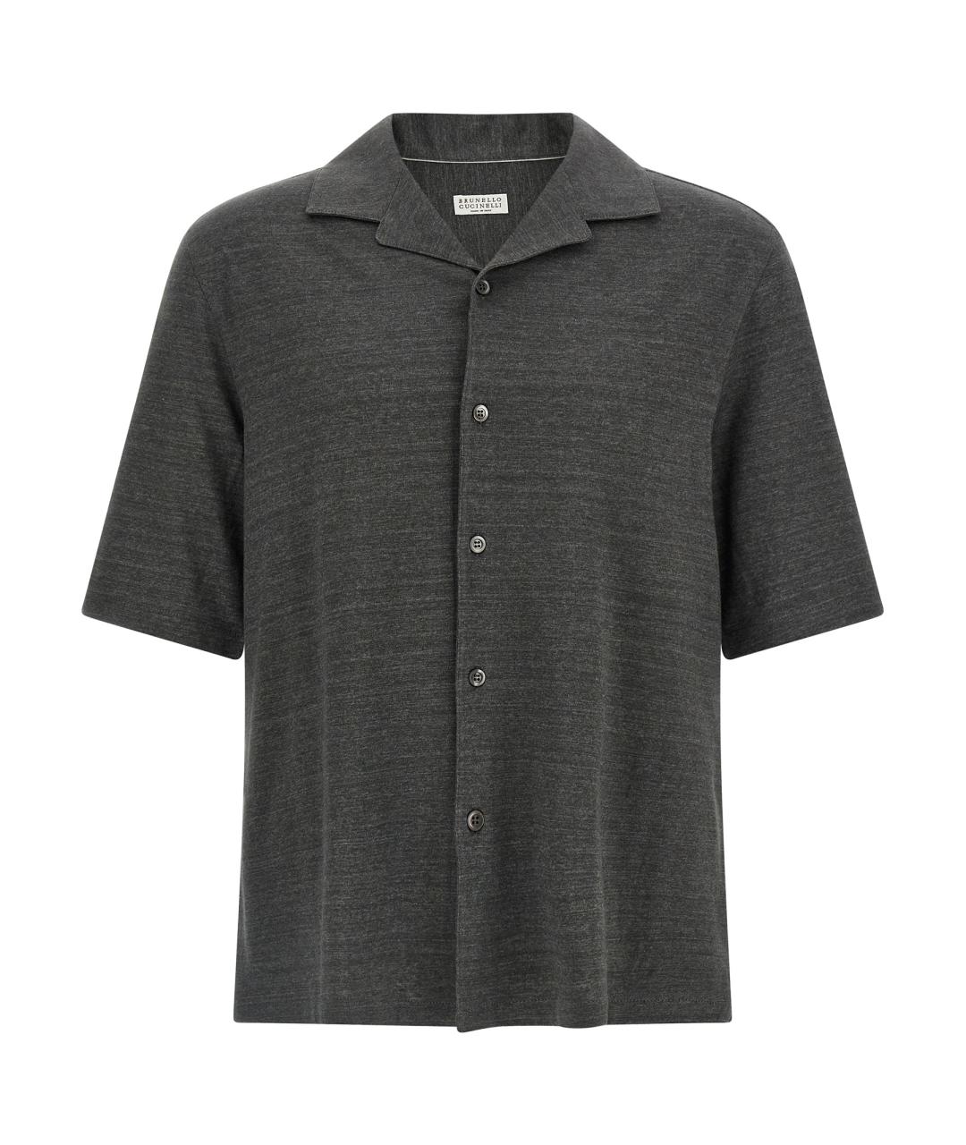 BRUNELLO CUCINELLI Серая льняная кэжуал рубашка, фото 1