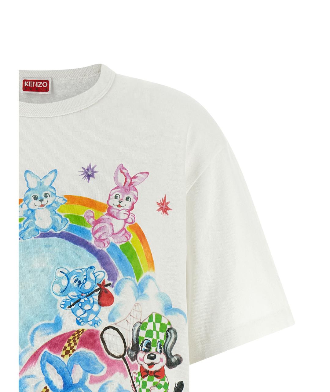 KENZO Белая хлопковая футболка, фото 3