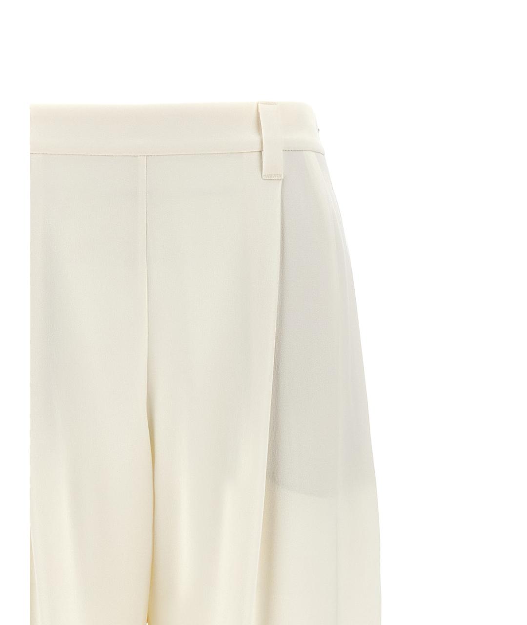 BRUNELLO CUCINELLI Белые шелковые прямые брюки, фото 3