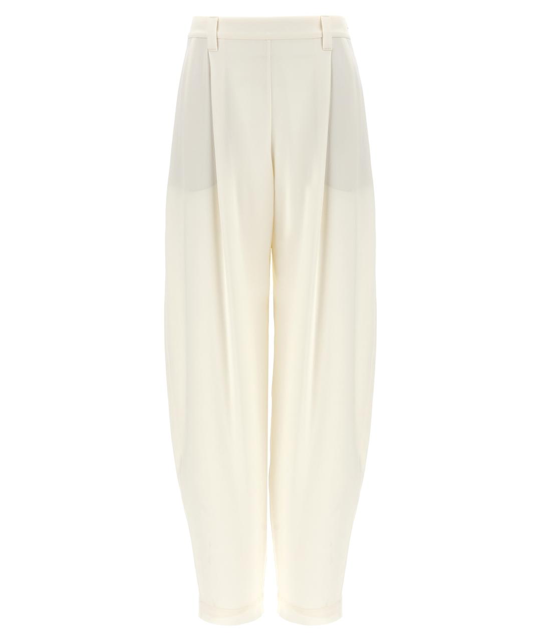 BRUNELLO CUCINELLI Белые шелковые прямые брюки, фото 1