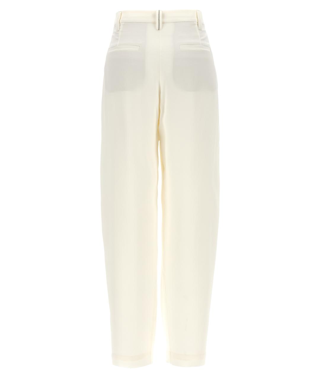 BRUNELLO CUCINELLI Белые шелковые прямые брюки, фото 2