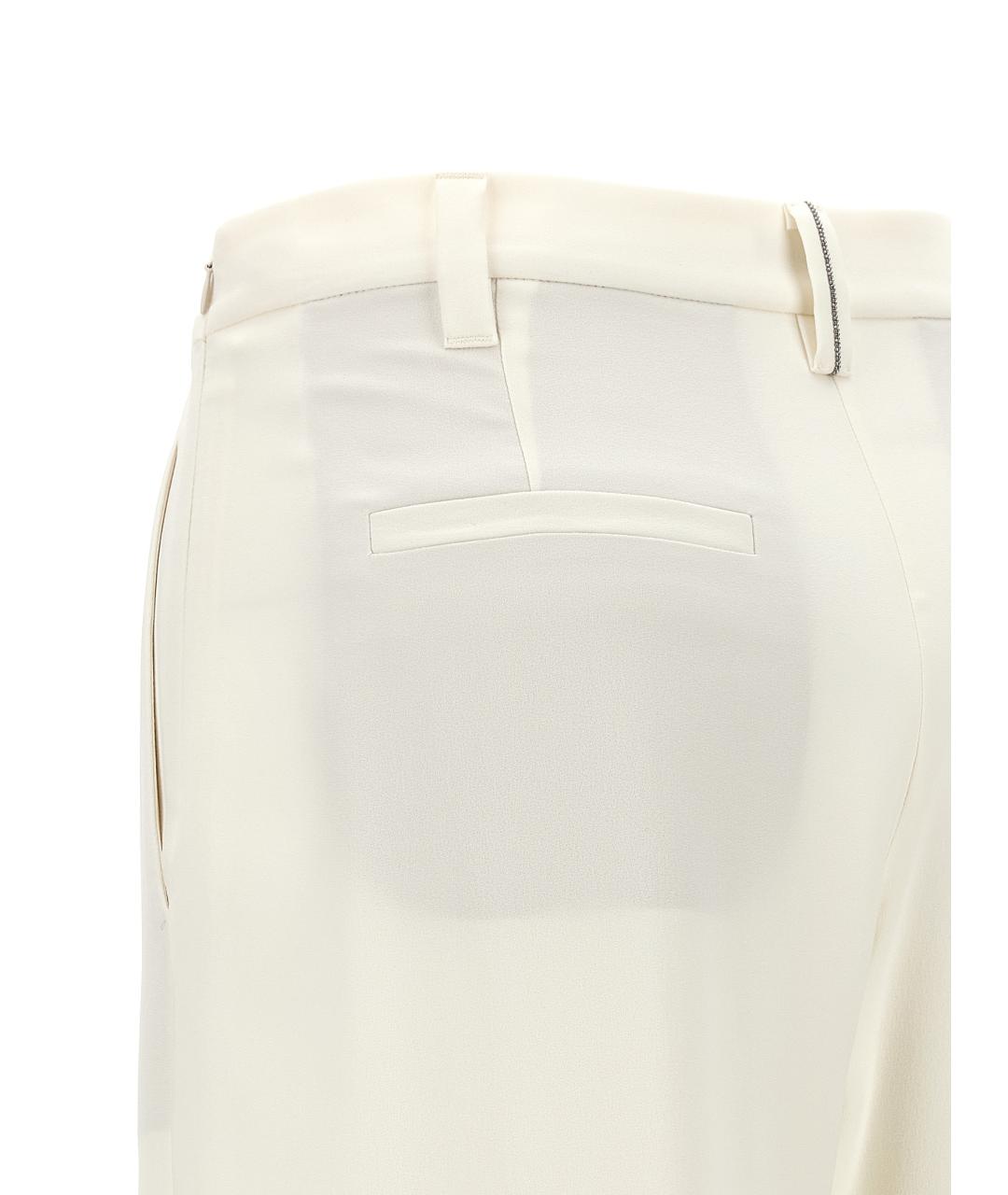 BRUNELLO CUCINELLI Белые шелковые прямые брюки, фото 4