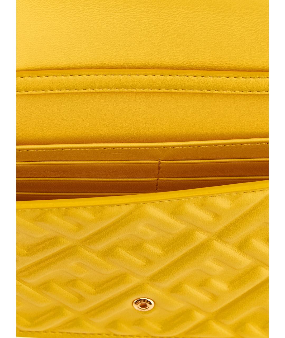 FENDI Желтая кожаная сумка через плечо, фото 4