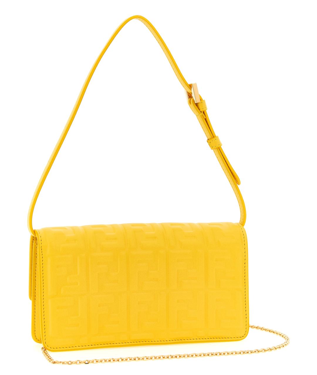 FENDI Желтая кожаная сумка через плечо, фото 2
