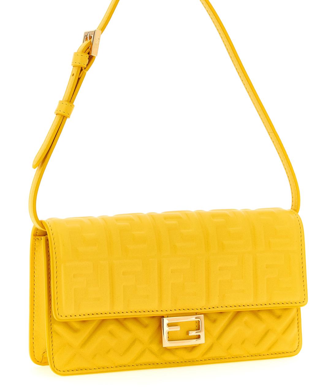 FENDI Желтая кожаная сумка через плечо, фото 3