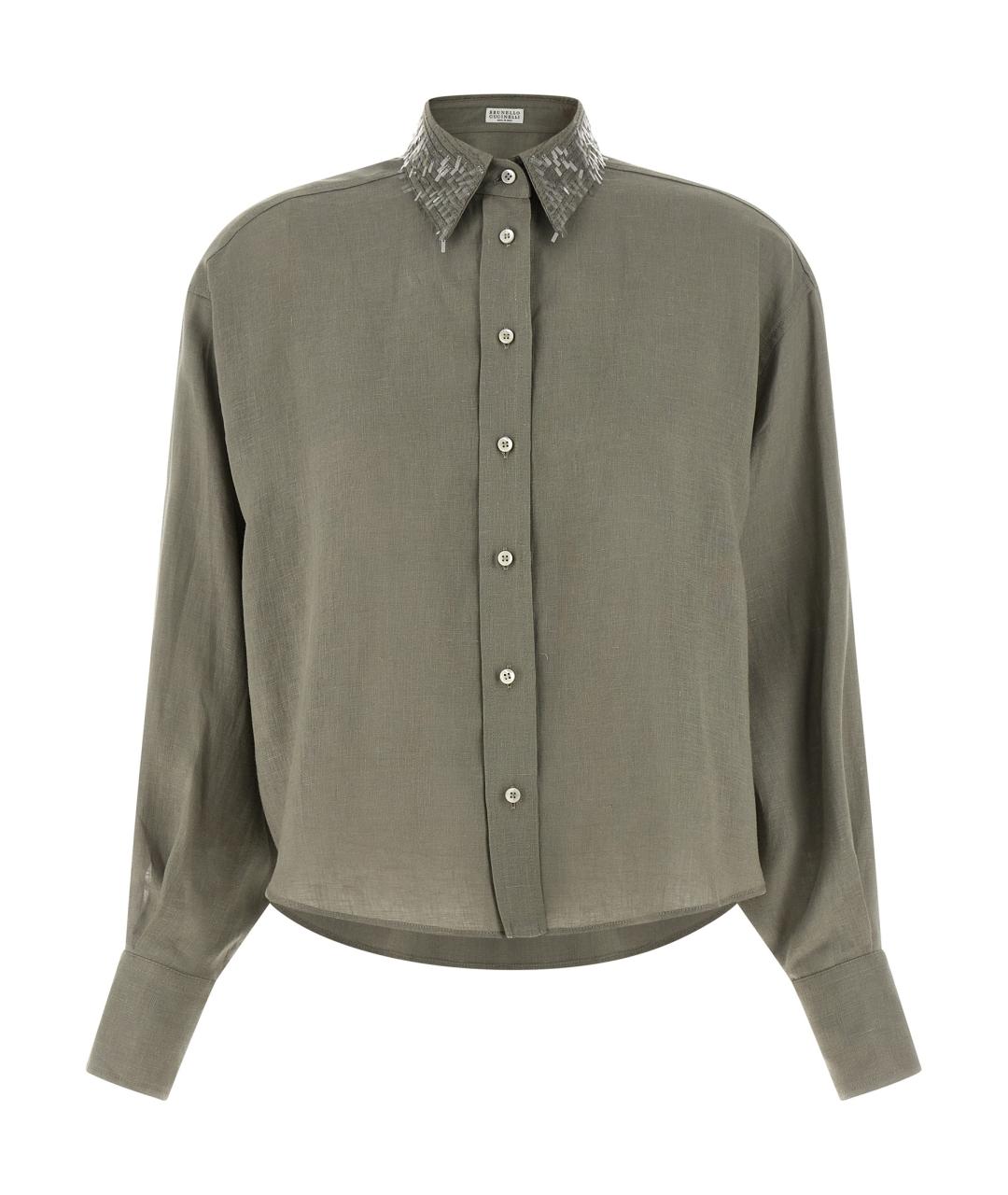 BRUNELLO CUCINELLI Зеленая льняная рубашка, фото 1