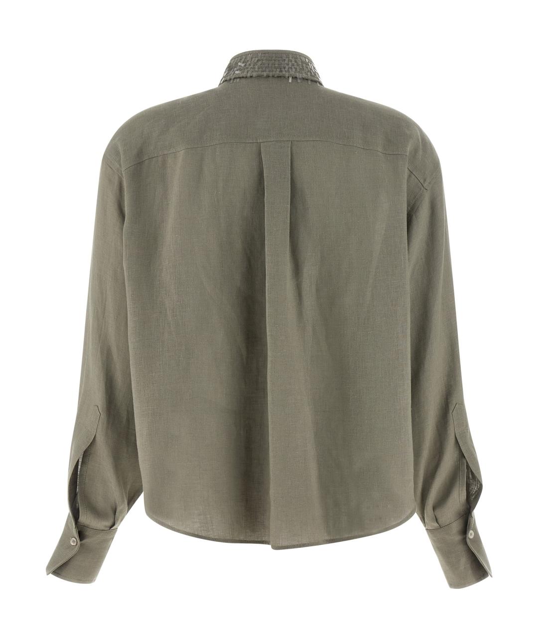 BRUNELLO CUCINELLI Зеленая льняная рубашка, фото 2