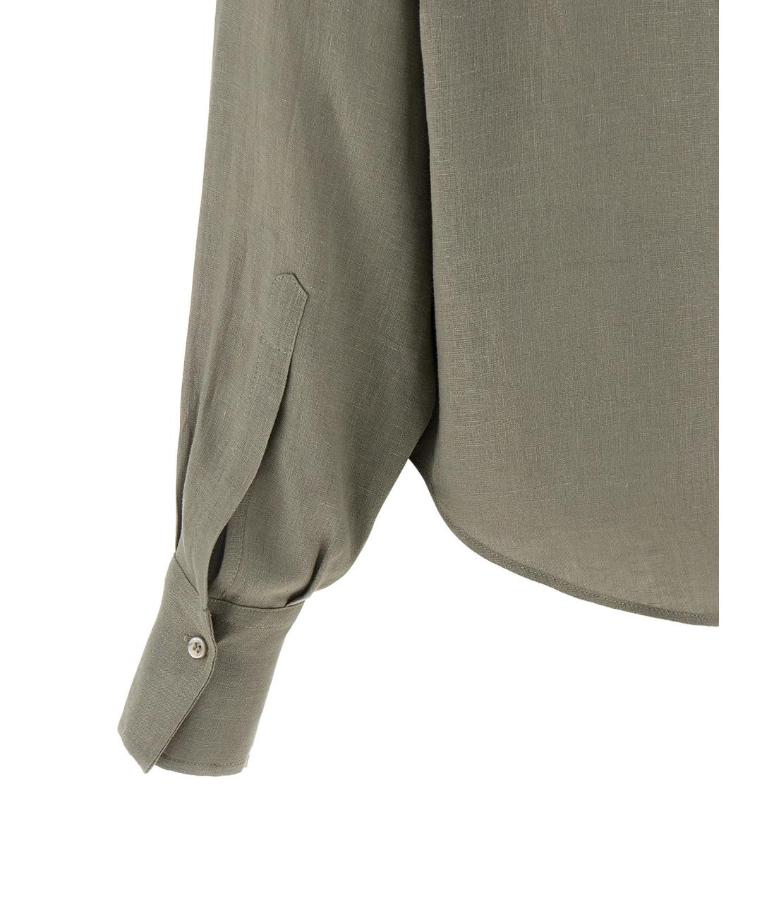 BRUNELLO CUCINELLI Зеленая льняная рубашка, фото 4