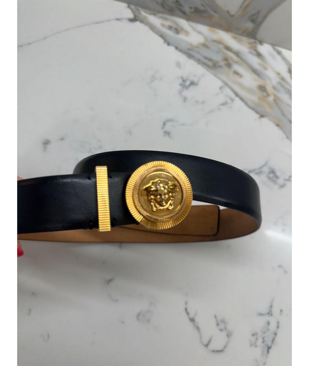 VERSACE Черный кожаный ремень, фото 5