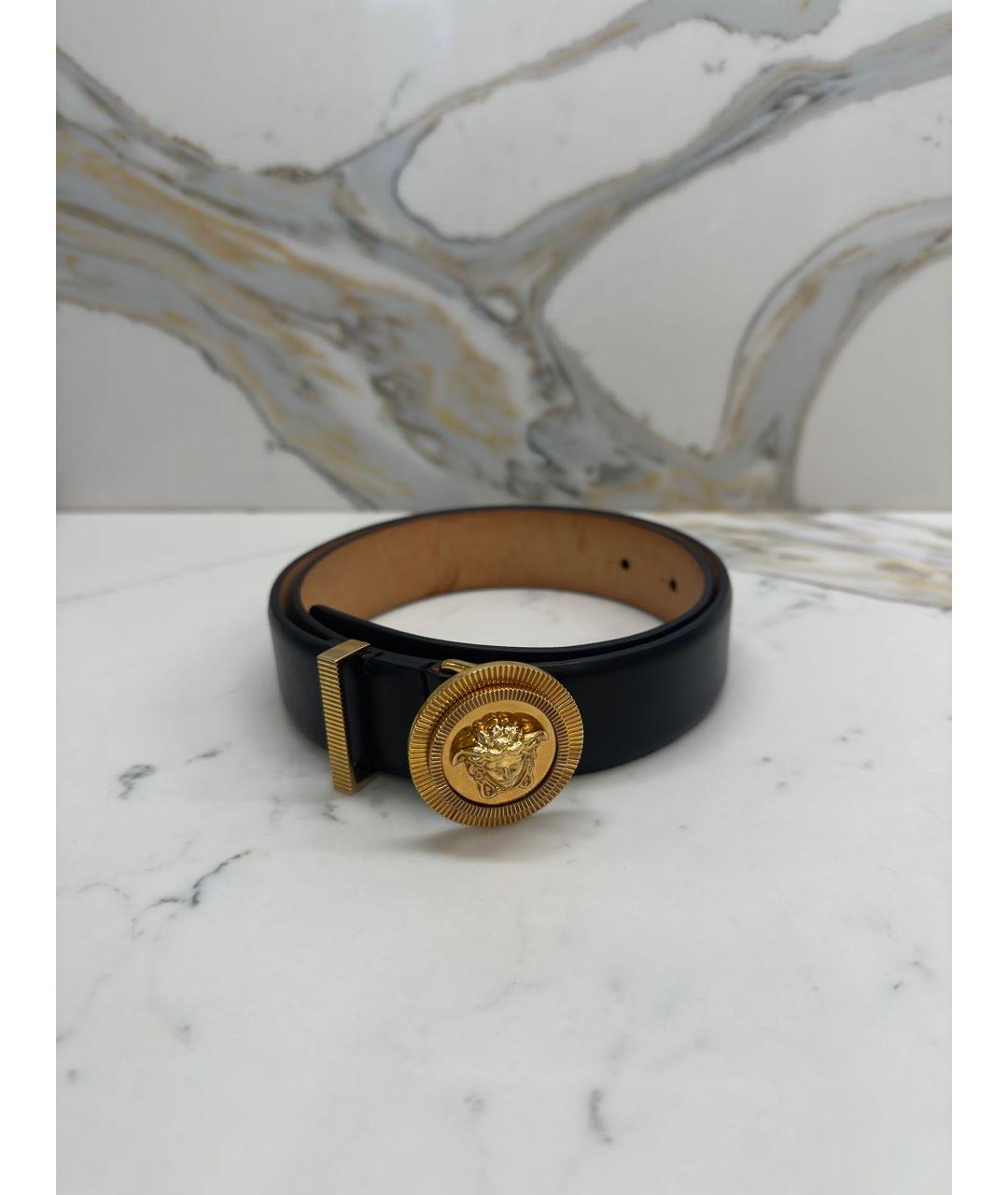 VERSACE Черный кожаный ремень, фото 8