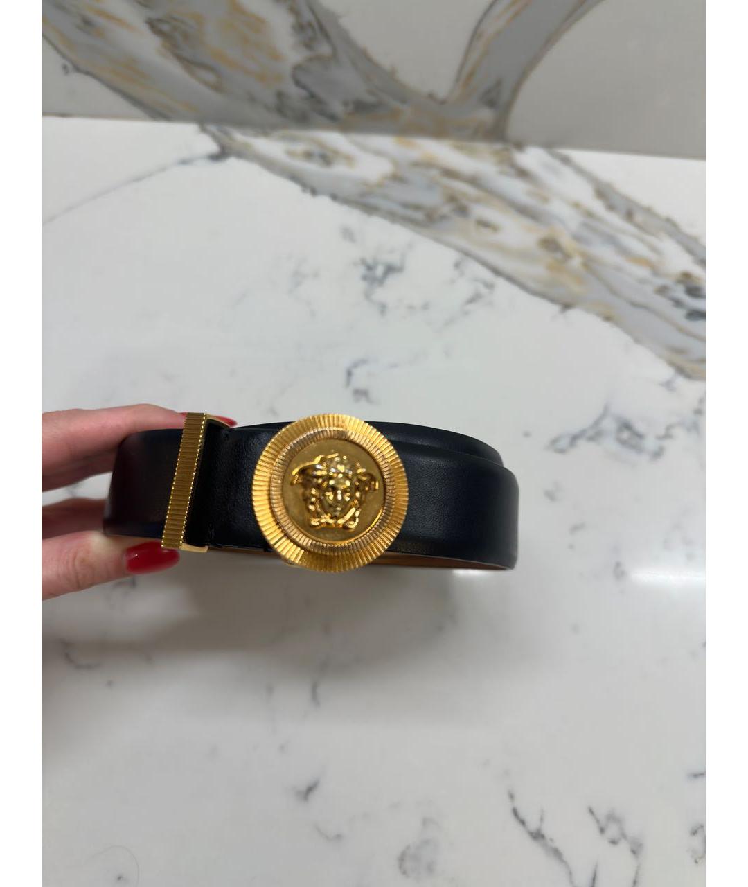 VERSACE Черный кожаный ремень, фото 2