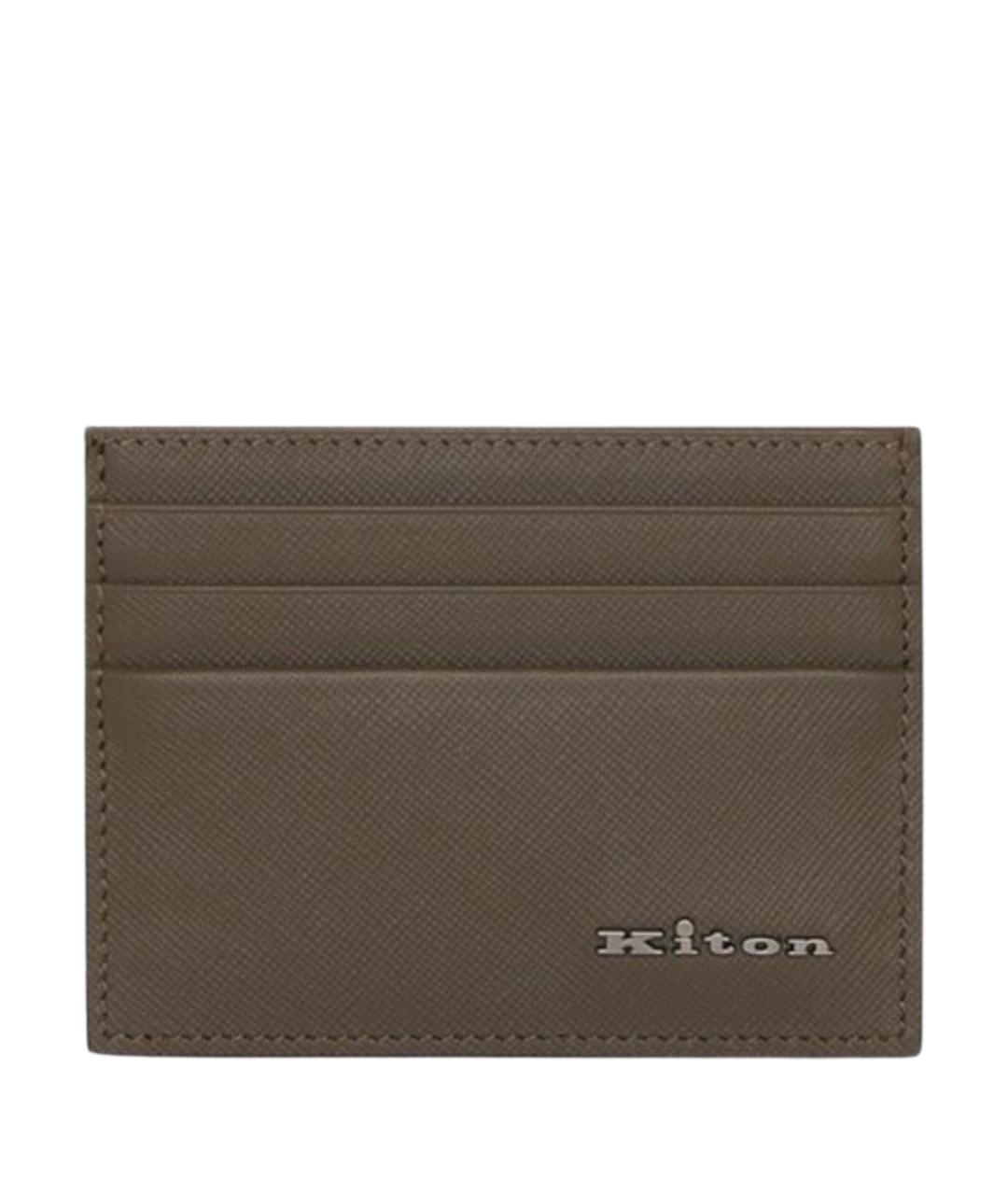 KITON Хаки кожаный кардхолдер, фото 1