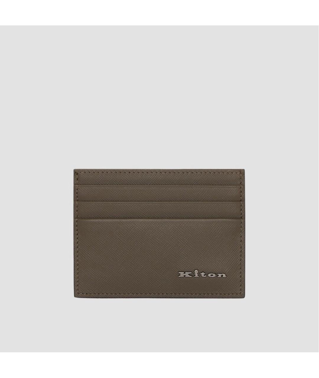 KITON Хаки кожаный кардхолдер, фото 3