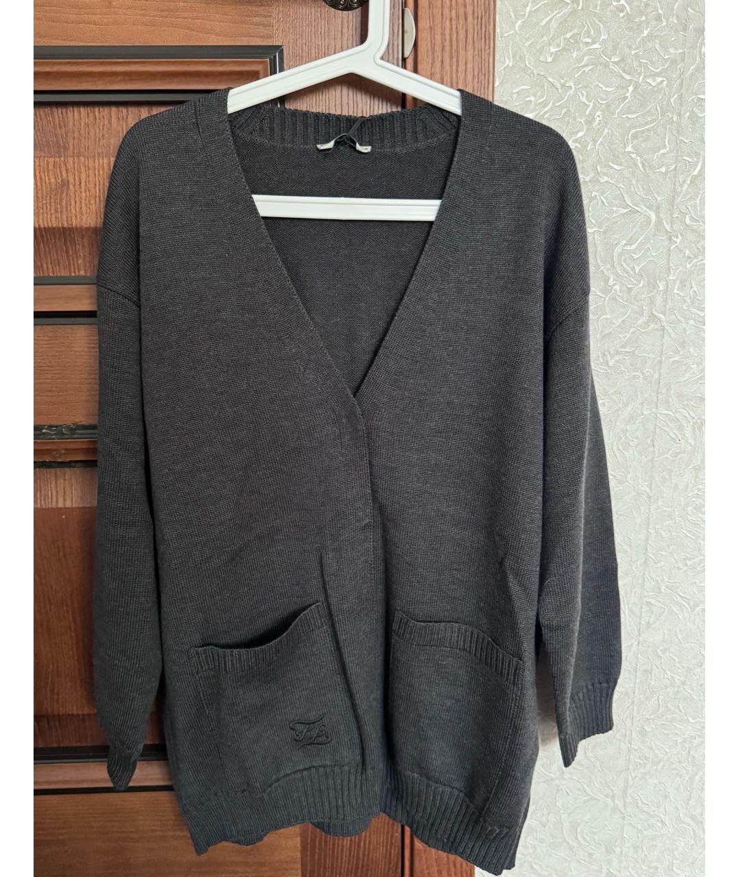 FENDI Серый шерстяной кардиган, фото 6