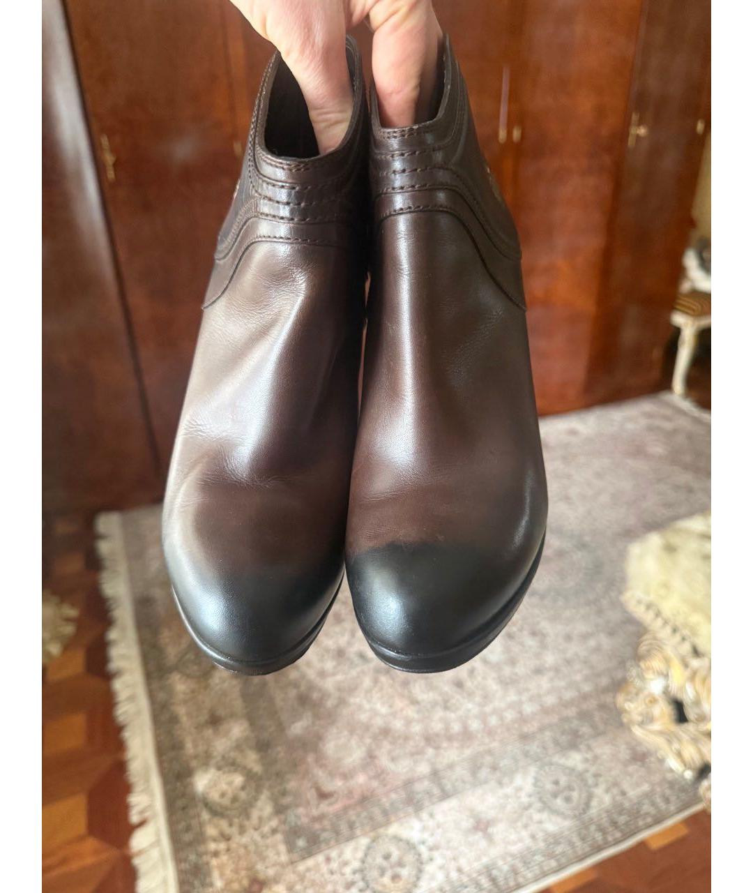 GUCCI Коричневые кожаные ботильоны, фото 2