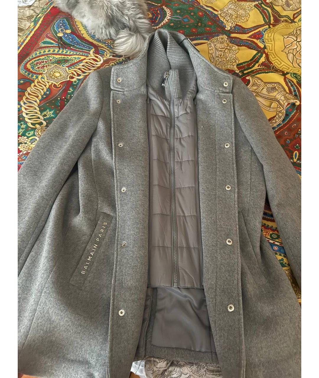 BALMAIN Серое шерстяное пальто, фото 4