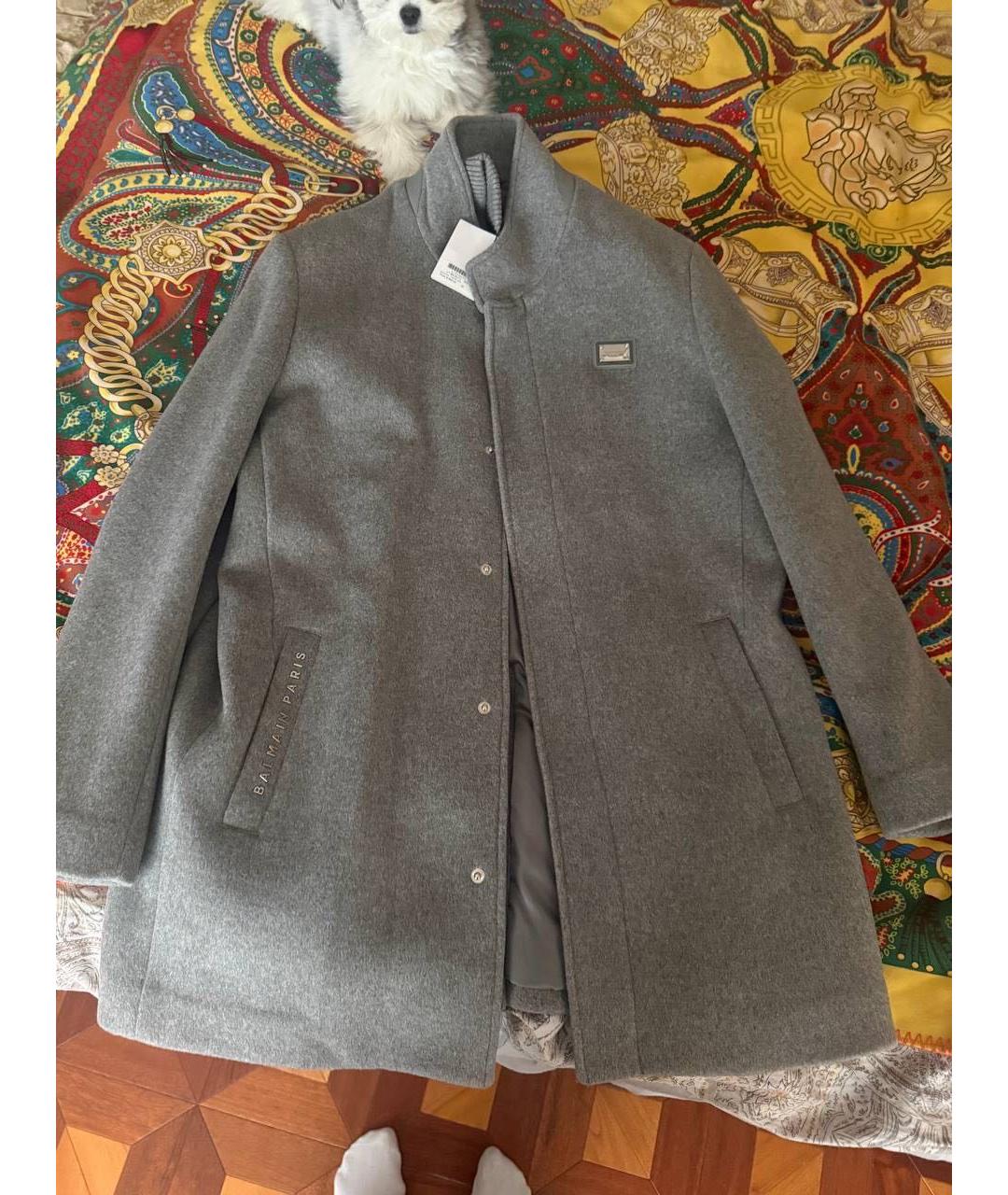 BALMAIN Серое шерстяное пальто, фото 2