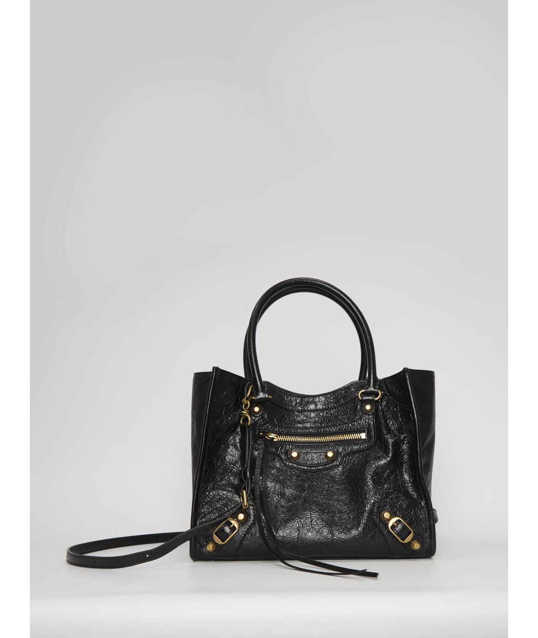 BALENCIAGA Черная кожаная сумка тоут, фото 5