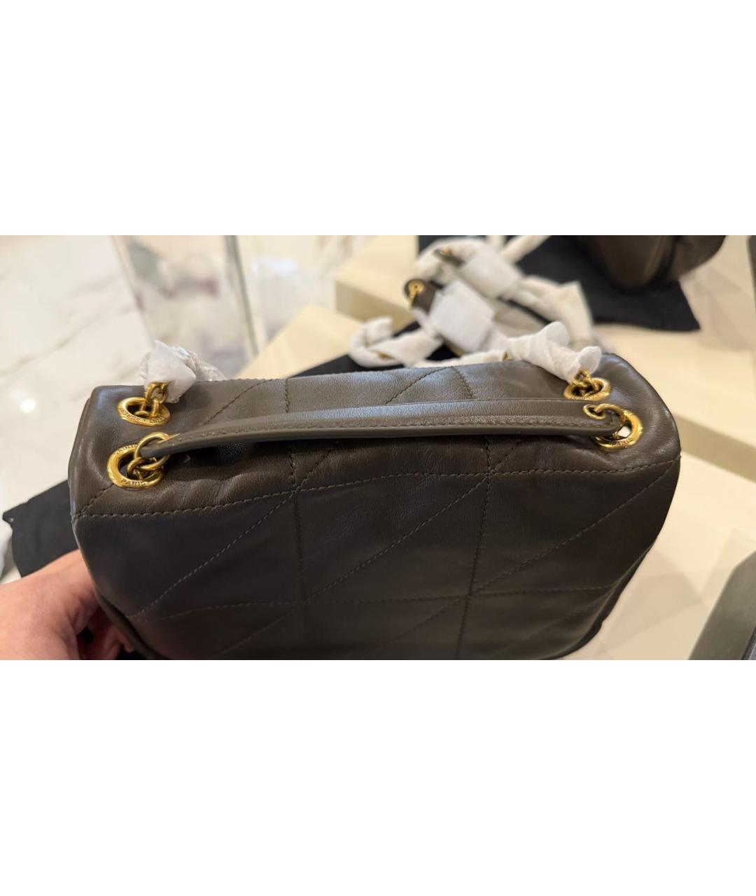 SAINT LAURENT Хаки кожаная сумка через плечо, фото 4