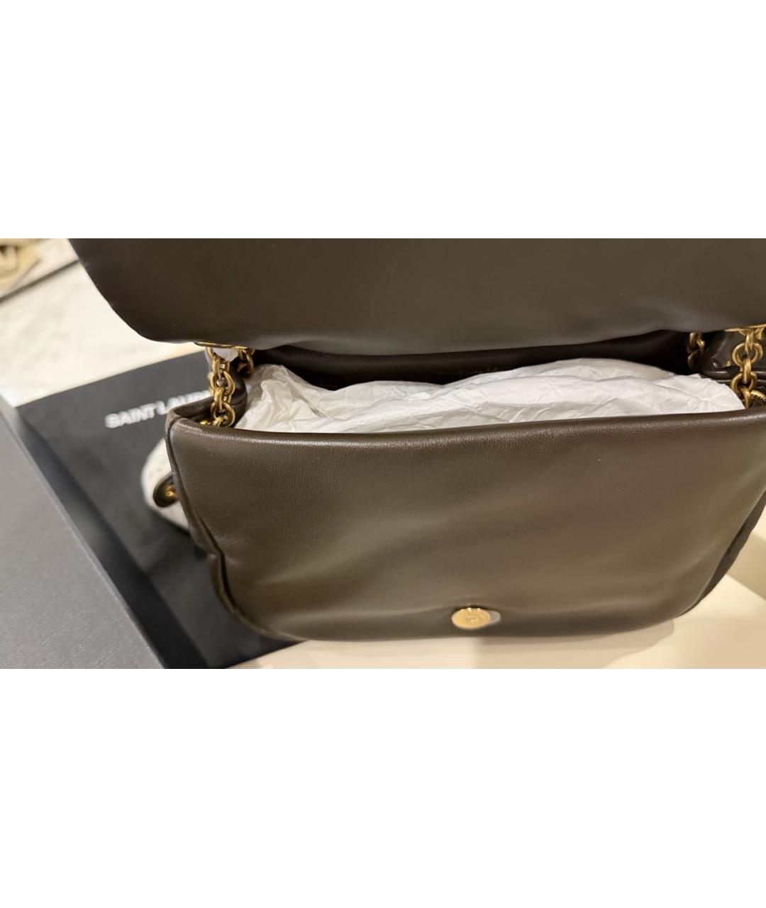 SAINT LAURENT Хаки кожаная сумка через плечо, фото 5