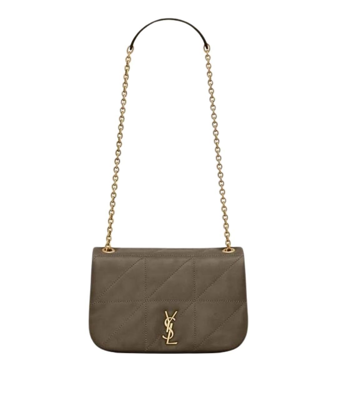 SAINT LAURENT Хаки кожаная сумка через плечо, фото 1