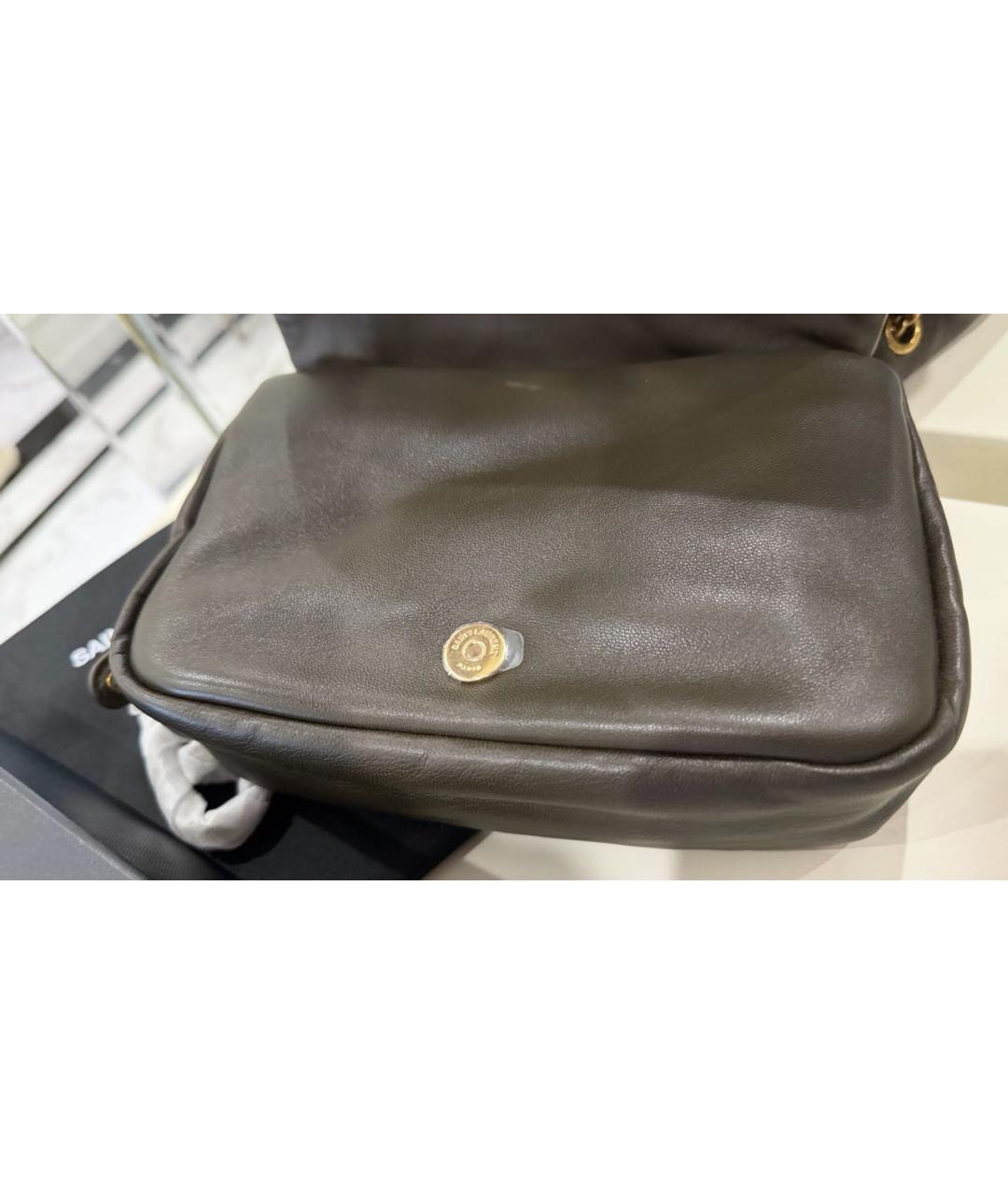 SAINT LAURENT Хаки кожаная сумка через плечо, фото 6