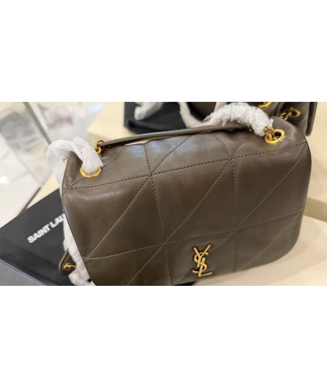 SAINT LAURENT Хаки кожаная сумка через плечо, фото 7