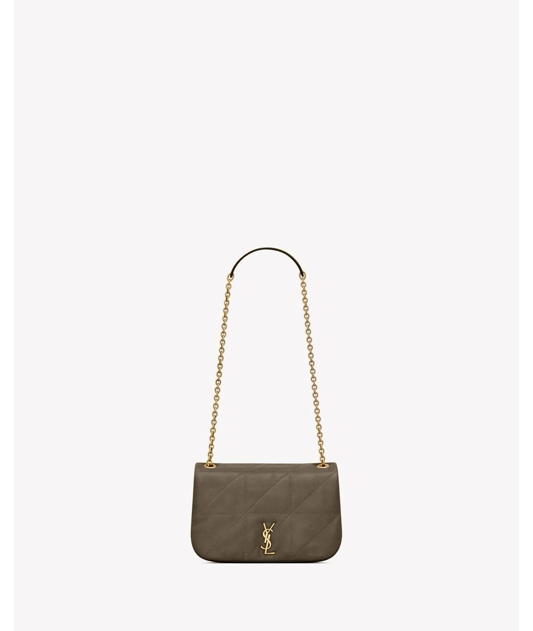 SAINT LAURENT Хаки кожаная сумка через плечо, фото 8