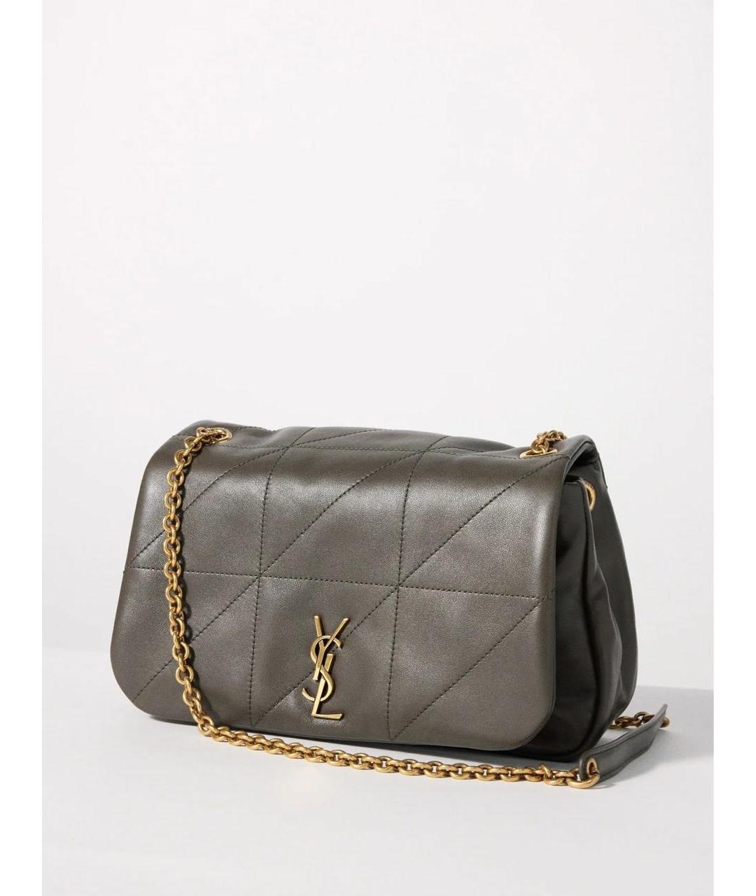 SAINT LAURENT Хаки кожаная сумка через плечо, фото 2