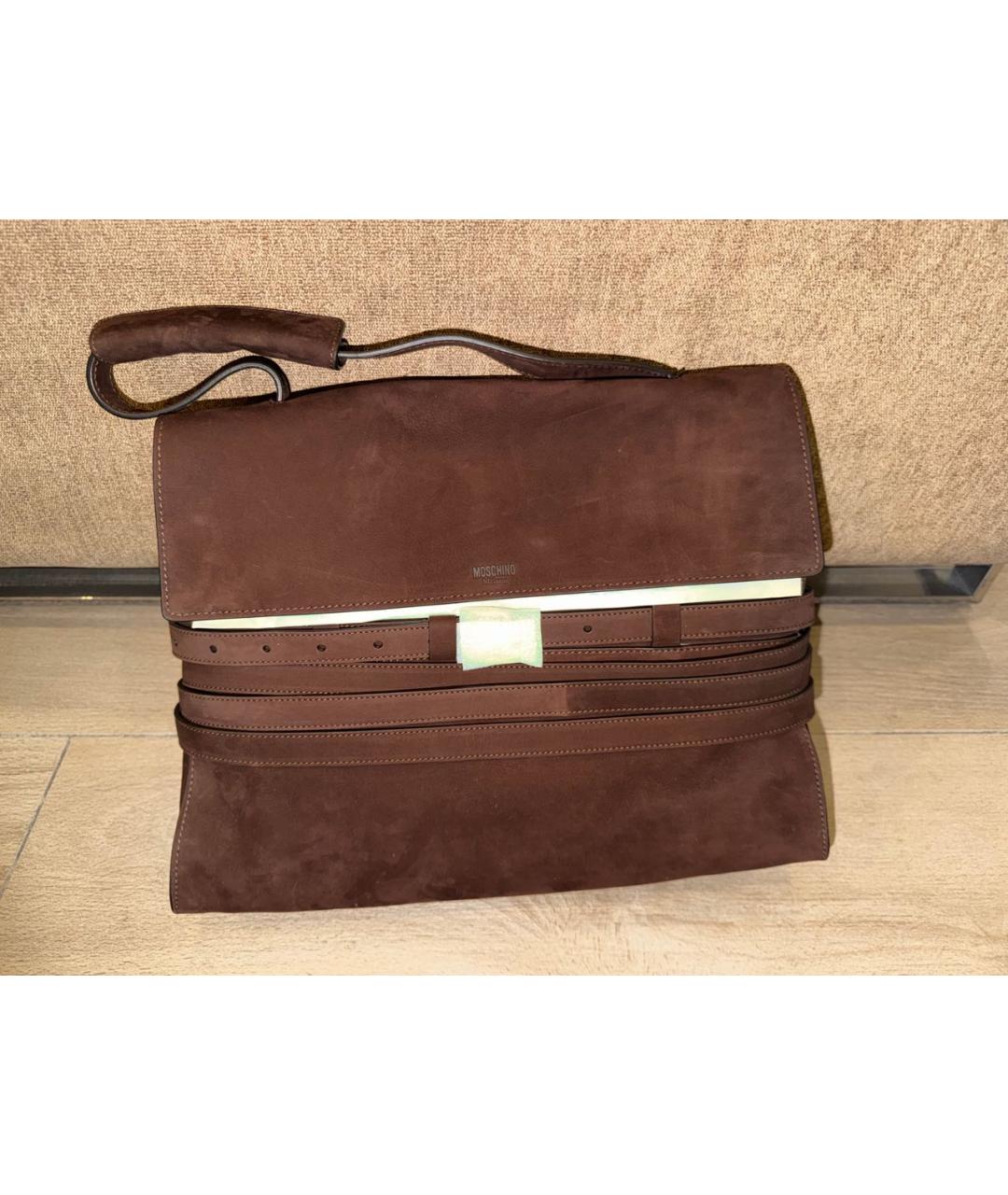 MOSCHINO Коричневая замшевая сумка тоут, фото 3