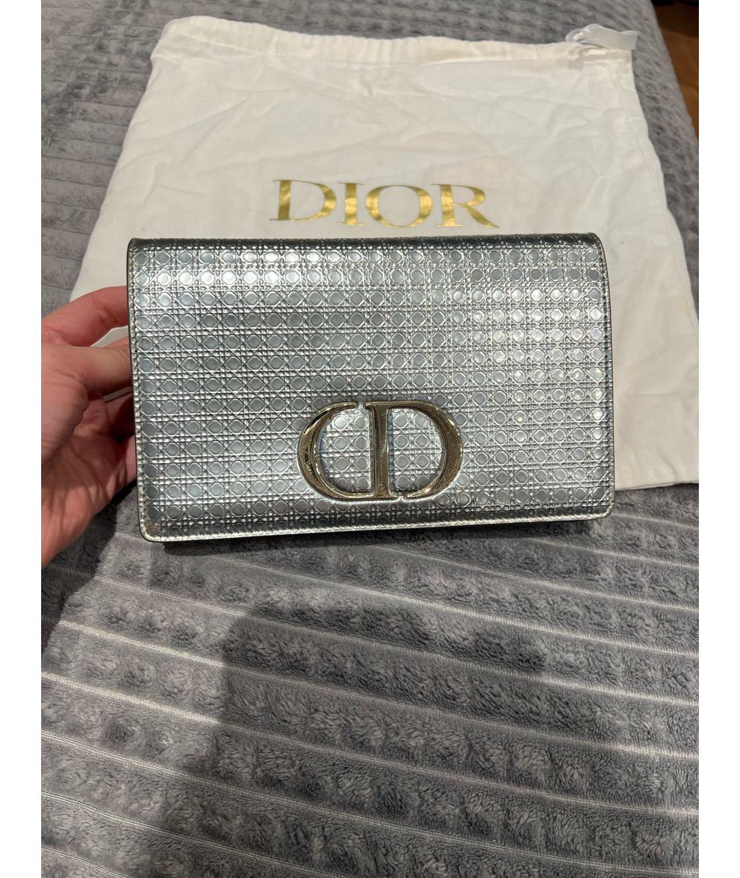CHRISTIAN DIOR Серебряная кожаная сумка через плечо, фото 9