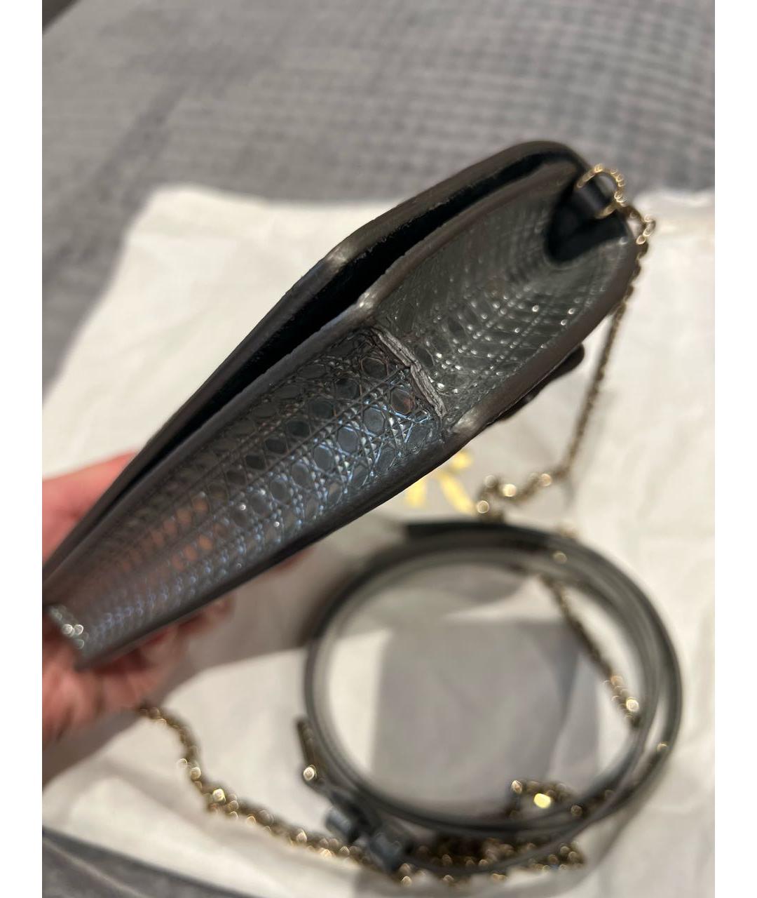 CHRISTIAN DIOR Серебряная кожаная сумка через плечо, фото 8