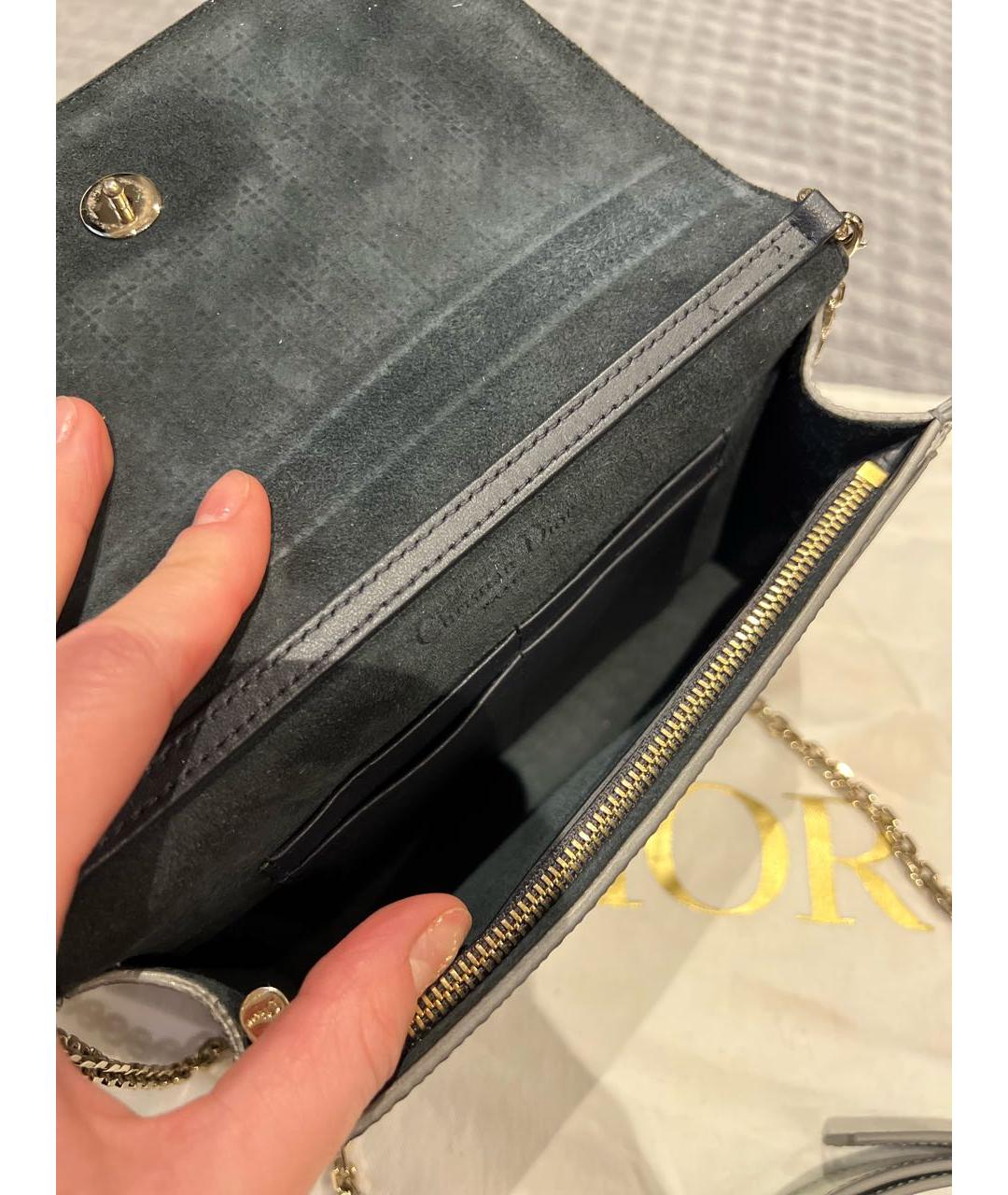 CHRISTIAN DIOR Серебряная кожаная сумка через плечо, фото 4