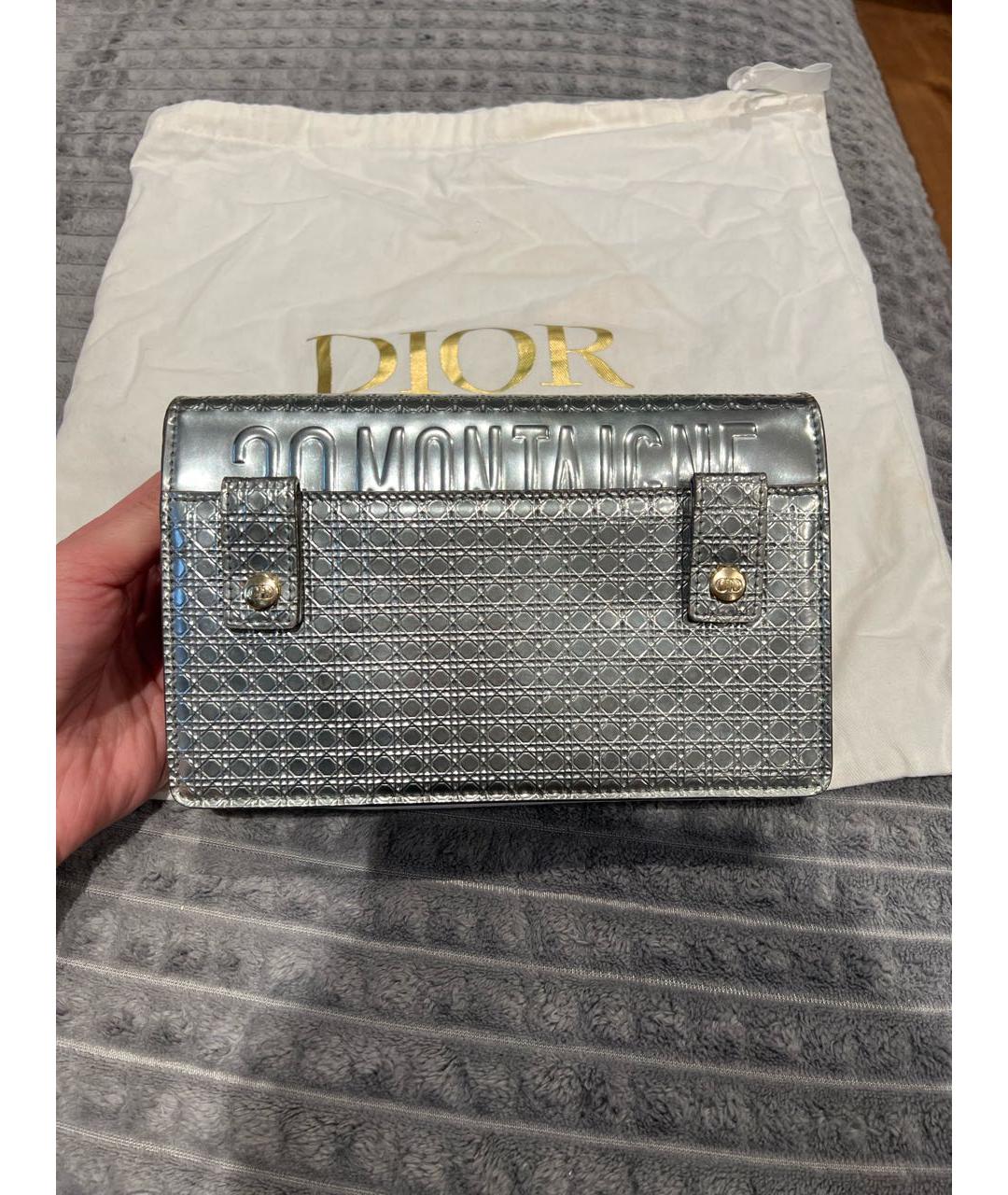 CHRISTIAN DIOR Серебряная кожаная сумка через плечо, фото 3