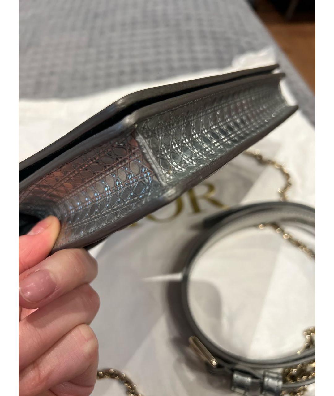 CHRISTIAN DIOR Серебряная кожаная сумка через плечо, фото 7