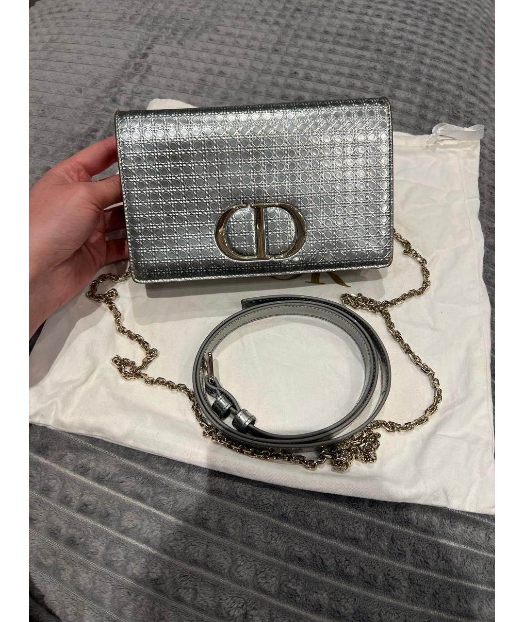 CHRISTIAN DIOR Серебряная кожаная сумка через плечо, фото 5