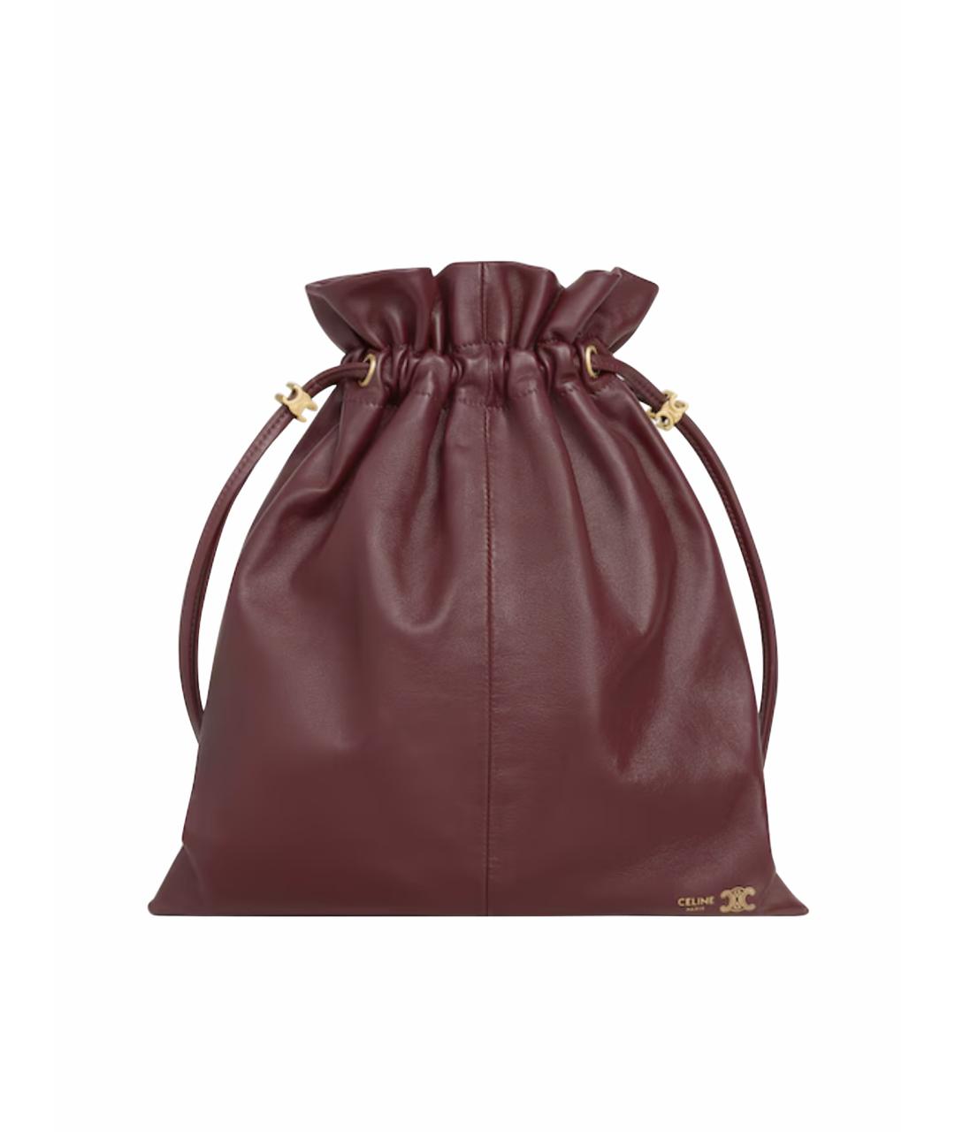 CELINE Бордовая кожаная сумка с короткими ручками, фото 5