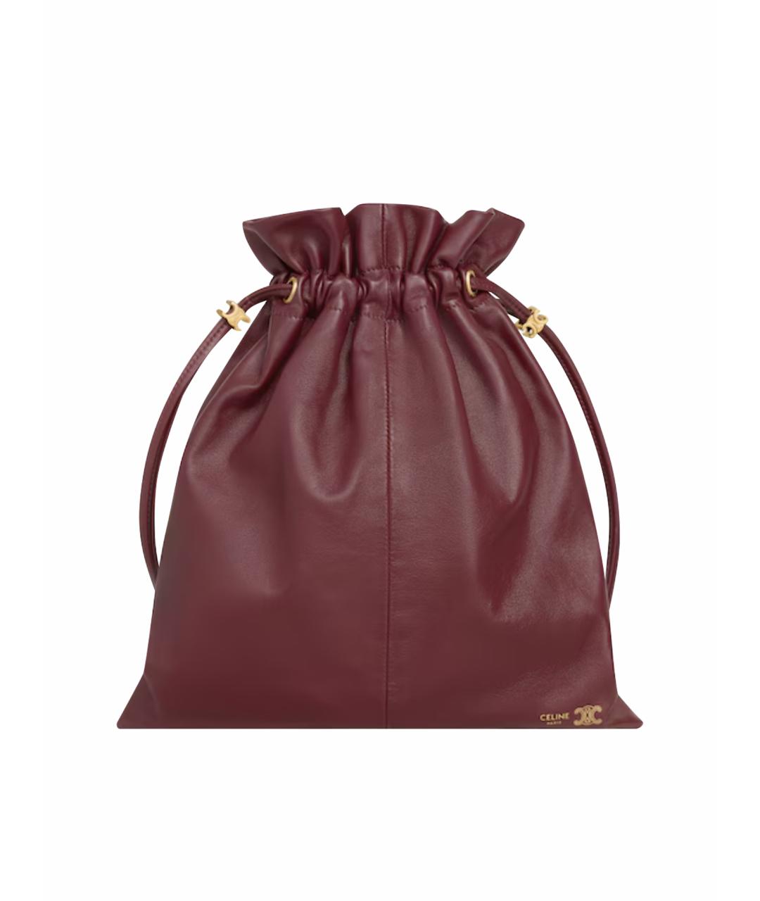CELINE Бордовая кожаная сумка с короткими ручками, фото 1