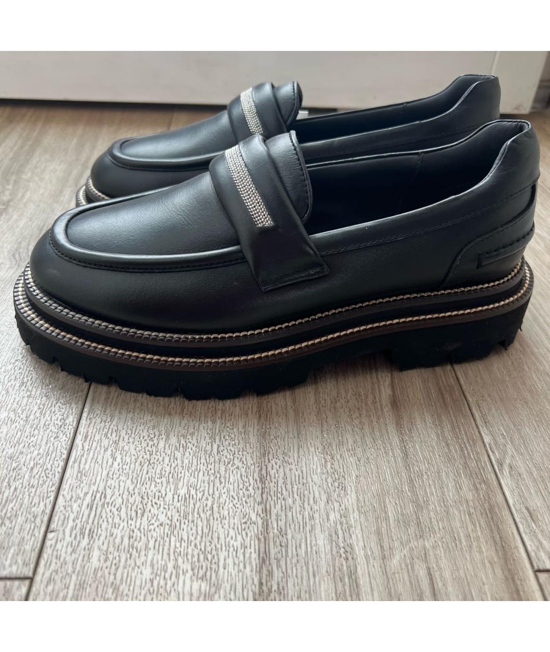 PESERICO Черные кожаные лоферы, фото 5