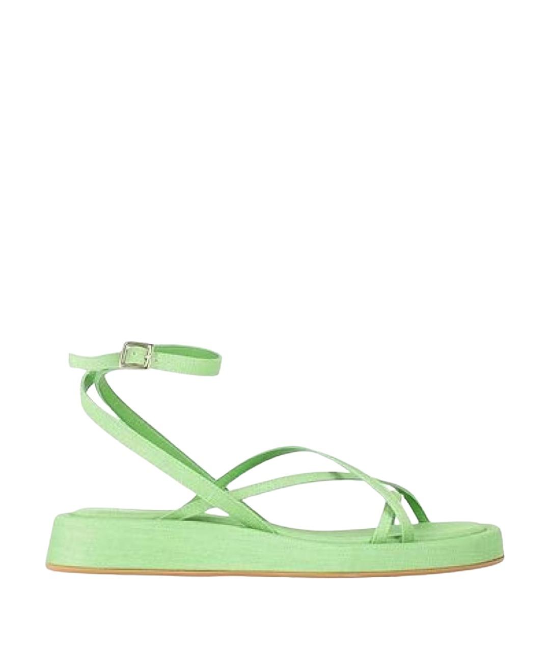 GIABORGHINI Зеленые текстильные босоножки, фото 1