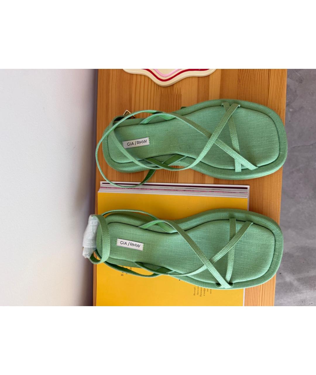 GIABORGHINI Зеленые текстильные босоножки, фото 4