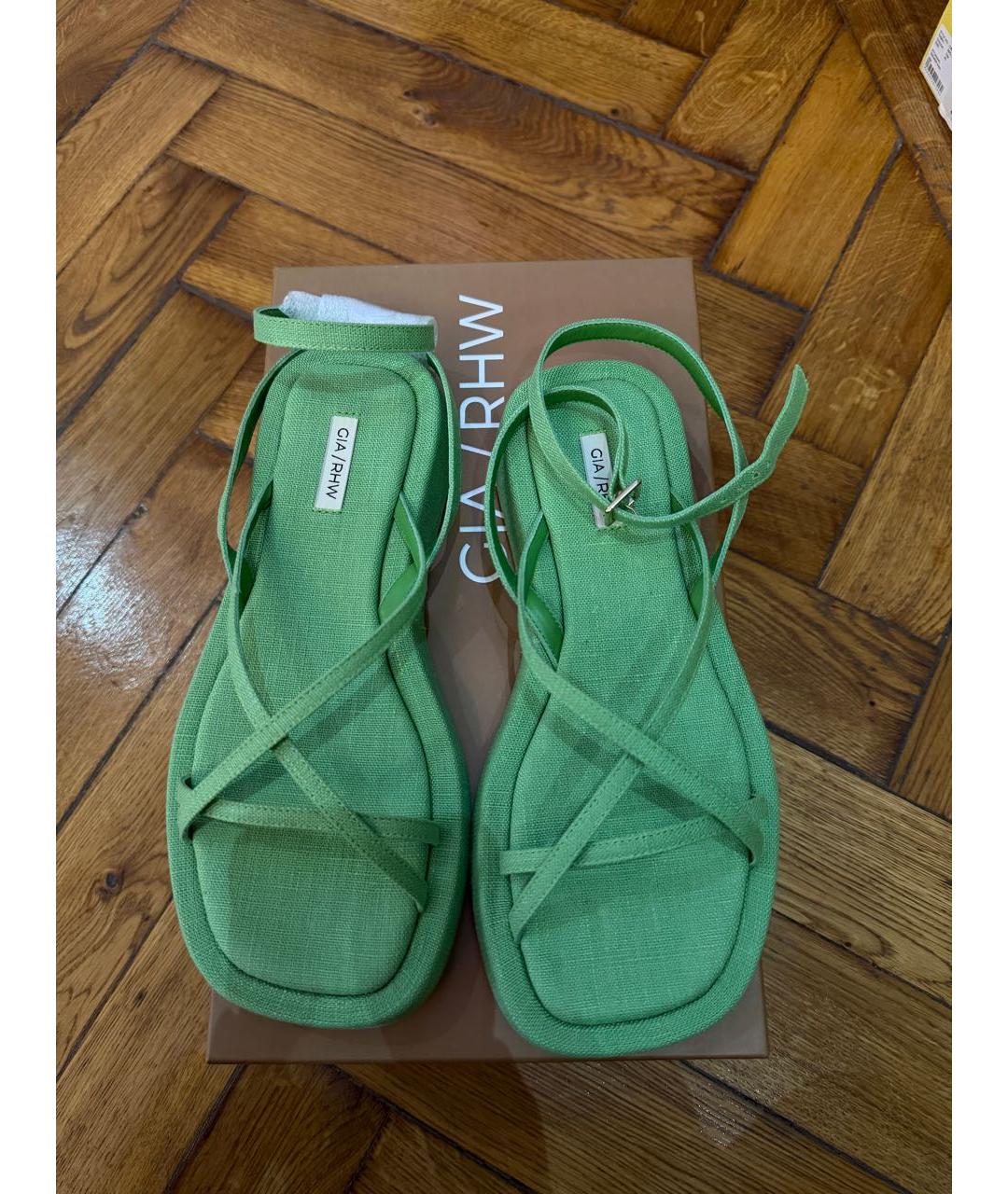 GIABORGHINI Зеленые текстильные босоножки, фото 2