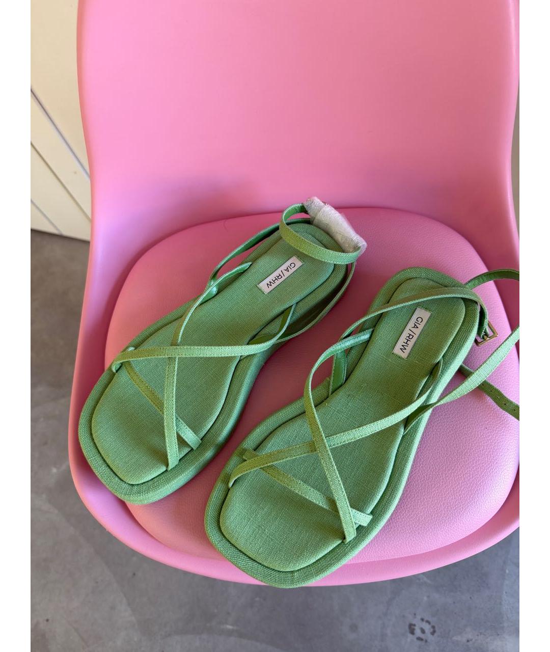 GIABORGHINI Зеленые текстильные босоножки, фото 2
