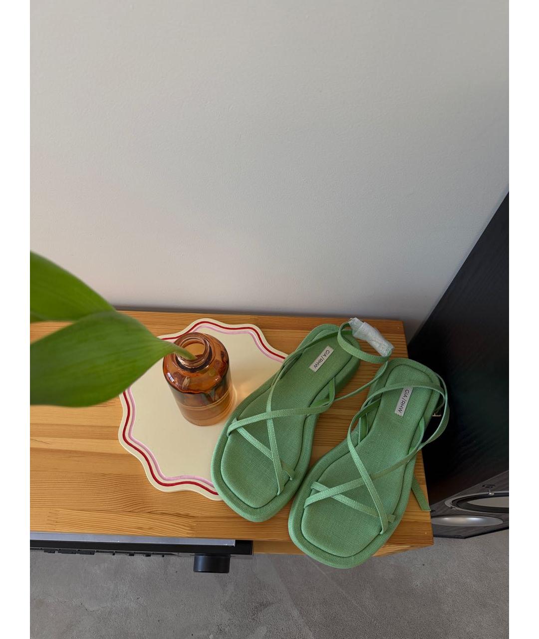 GIABORGHINI Зеленые текстильные босоножки, фото 7