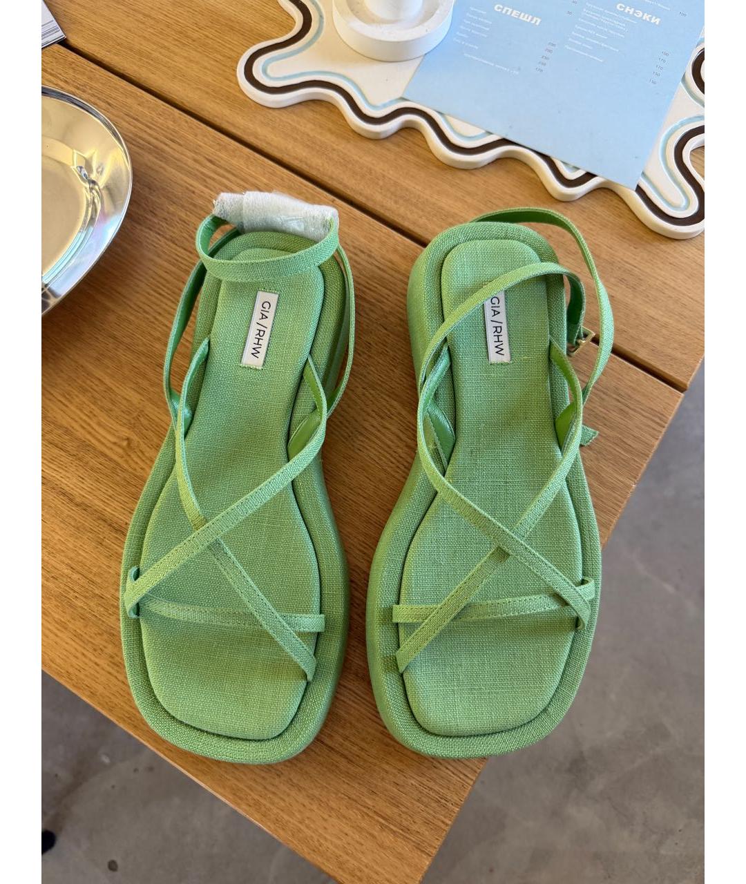 GIABORGHINI Зеленые текстильные босоножки, фото 6
